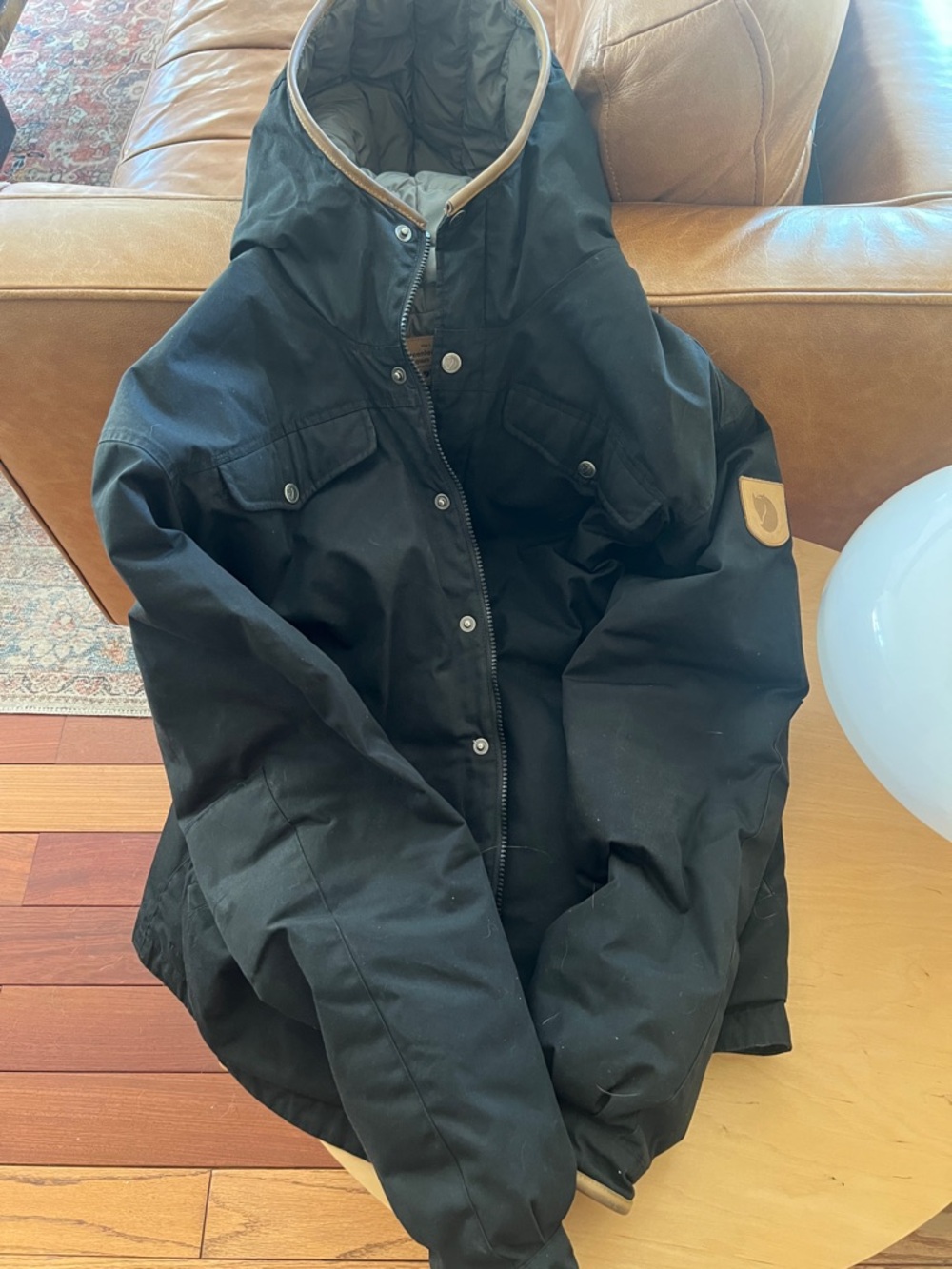 Fjallraven Greenland No.1 Down Jacket in Black with Tan Patch